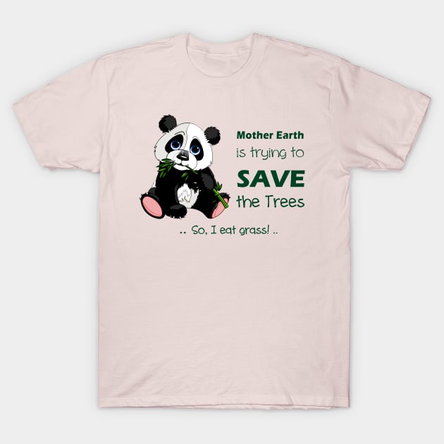 Cute Panda preferred to eat grass! T-Shirt by bamboonomads